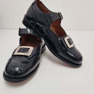 Adult Black Leather Buckle Kilt Brogue Formal Footwear