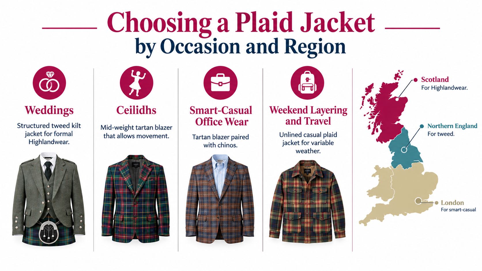 A guide on how to choose plaid jackets for different occasions, regions, and professional or casual styles.