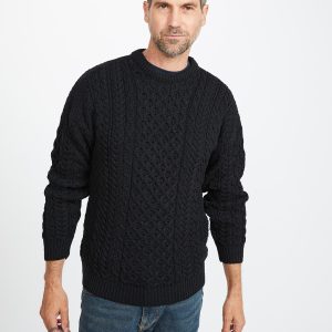 Inisheer Traditional Mens Aran Sweater - Black
