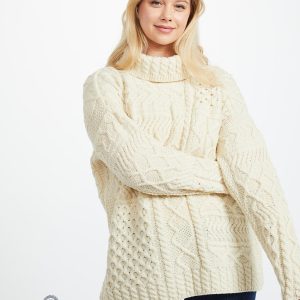 Skellig Ladies Oversized Aran Sweater - Cream