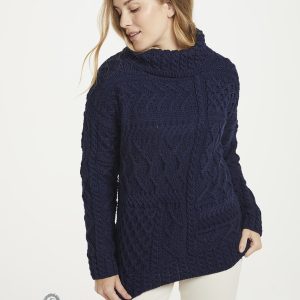Skellig Ladies Oversized Aran Sweater – Navy