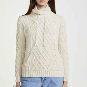 Enniscoe Drawstring Aran Sweater - Cream