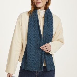Kilconnell Plaited Aran scarf - Navy